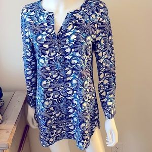 Tory Burch leight weight multi color blue to tunic top